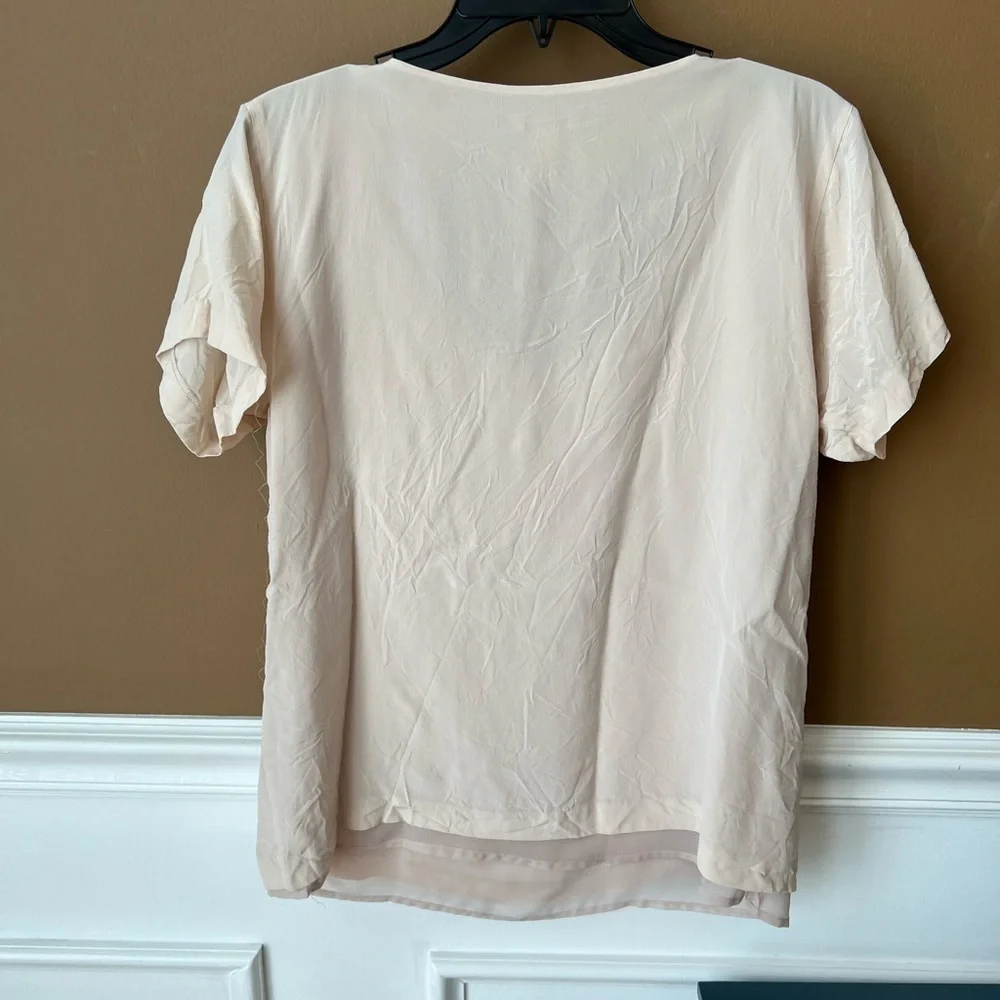 J. Crew Beige Sequin Short Sleeve Blouse Size M New Years Eve Holiday Party